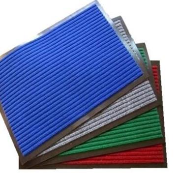 Ribbed PVC Door Mat for Commercial Use (ribbed, velour+PVC backing)